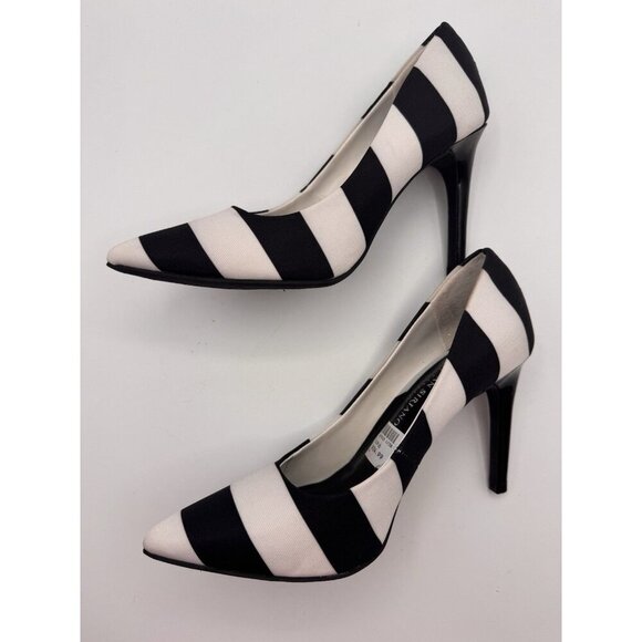 Christian Siriano Black and White Striped Stiletto Pumps, Size 6 Heels Shoes - Picture 7 of 11
